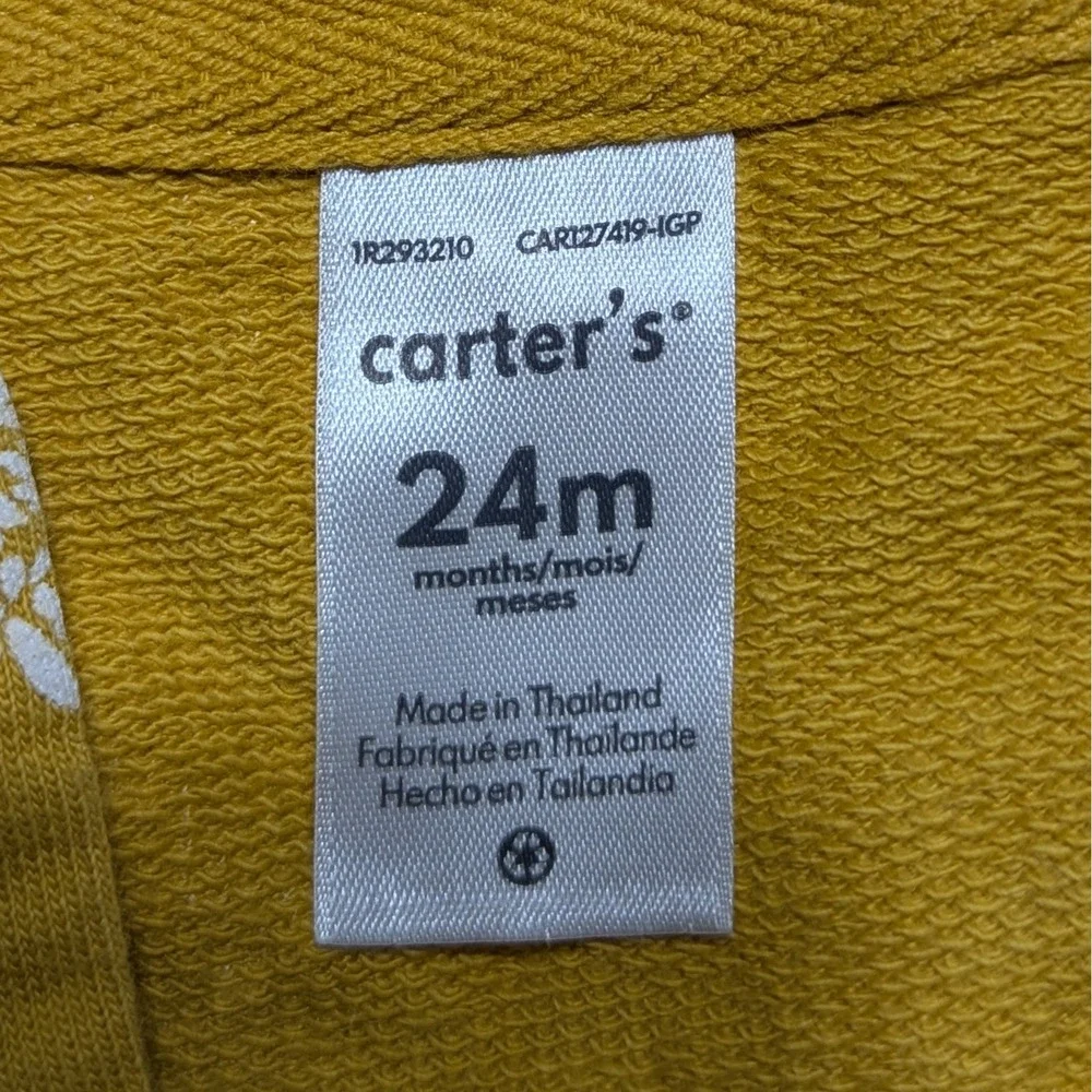 Carter's Toddler Mustard Hooded Vest | Heart Print |‎ 24M